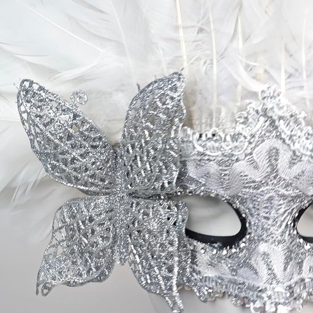 Feather Masquerade Mask - Picture 4 of 7